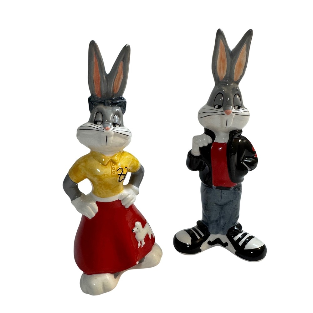 Vintage 1994 Warner Bros Bugs Bunny Honey Bunny Salt Pepper Shakers Looney Tunes